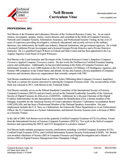 CV for Neil Broom Expert Witness in Computer Forensics Investigations in Oregon